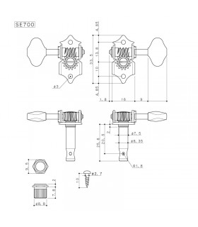 Gotoh SE700-06MN/B Stimmmechaniken für Akustikgitarre.