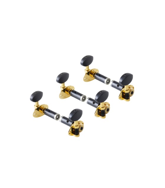 High quality Schertler Swiss tuners for classic guitar with a contemporary design and ball bearings - Gold.