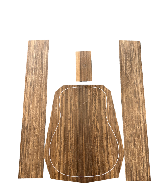 Jeu de dos et éclisses en eucalyptus 71 pour guitare acoustique.