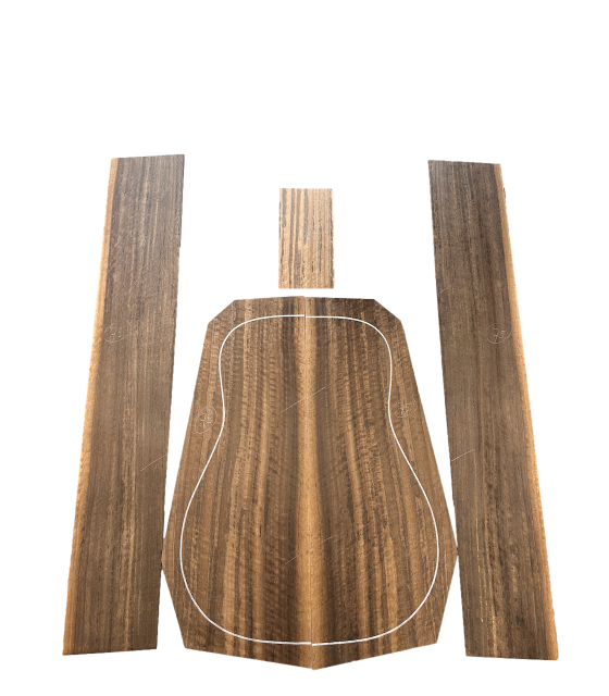 Eukalyptus-Boden und -Zargen-Set 75 für Akustikgitarre